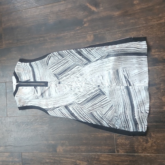 HELMUT LANG method tank black+white abstract side zip tunic sleeveless silk top - Picture 6 of 7